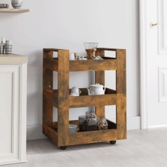 vidaXL Cărucior de bucătărie stejar fumuriu 60x45x80 cm lemn prelucrat