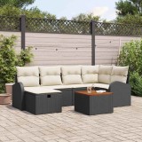 vidaXL Set de canapele pentru grădină cu pernă 7 pcs Negru Rattan poli 3360841