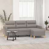 VidaXL Canapea cu 3 locuri și taburet, taupe, 180 cm, material textil