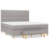 Cumpara ieftin Pat continental cu saltea, gri deschis, 160x200 cm, textil