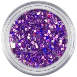 Hexagoane roz-violet &icirc;n pulbere, 1mm - efect holografic, INGINAILS