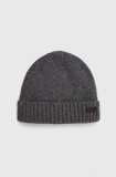 Barbour caciula de lana culoarea gri, de lana, din tricot gros