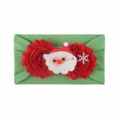 Bentita verde cu rosu lata pentru fetite - Mos Craciun