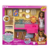 BARBIE SI TERESA RETETA PENTRU PRIETENIE SET PAPUSA TERESA SI BUCATARIE CU