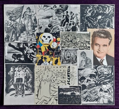 Ceausescu si Scanteia - colaj istoric Epoca de Aur 54x59cm foto