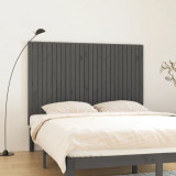 Tăblie de pat pentru perete, gri, 166x3x110 cm, lemn masiv pin, vidaXL