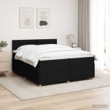 Cumpara ieftin Pat boxspring cu saltea Negru 200 x 200 cm Tesatura