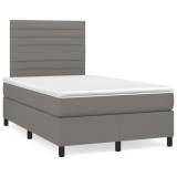 VidaXL Pat box spring cu saltea, gri &icirc;nchis, 120x190 cm, textil