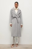Answear Lab palton de lana culoarea gri, de tranzitie, oversize