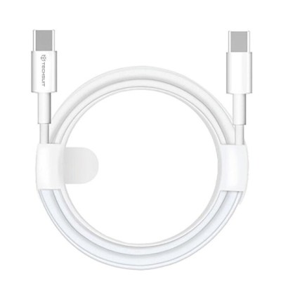 Cablu de date Type-C to Type-C, Fast Charging, 60W, 480Mbps, 1m - Techsuit (PCB130) - White foto