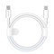 Cablu de date Type-C to Type-C, Fast Charging, 60W, 480Mbps, 1m - Techsuit (PCB130) - White