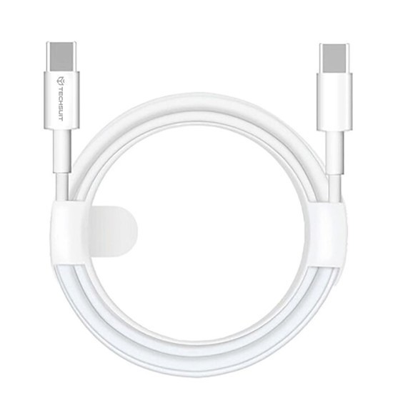 Cablu de date Type-C to Type-C, Fast Charging, 60W, 480Mbps, 1m - Techsuit (PCB130) - White