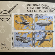 PC72 - NORVEGIA 1979 Aviatie/ Avioane/ NORWEX 80, Bloc MNH, 4v