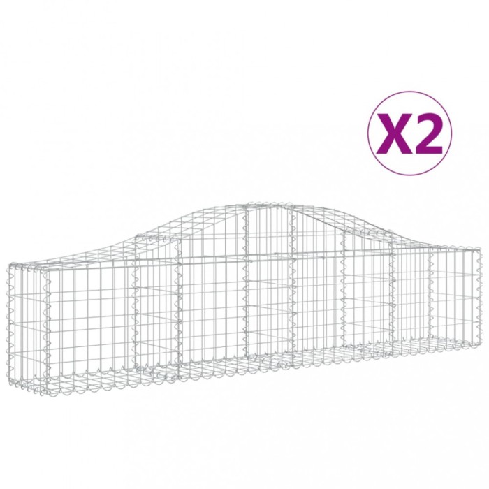 Cosuri gabion arcuite 2 buc, 200x30x40/60 cm, fier galvanizat