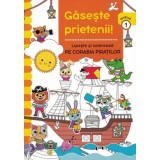 Gaseste prietenii! Pe corabia piratilor. Lipeste si coloreaza. Nivelul 1/***