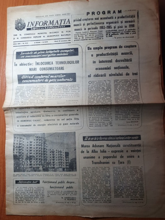 informatia bucurestiului 29 noiembrie 1983-marea adunare nationala la alba iulia