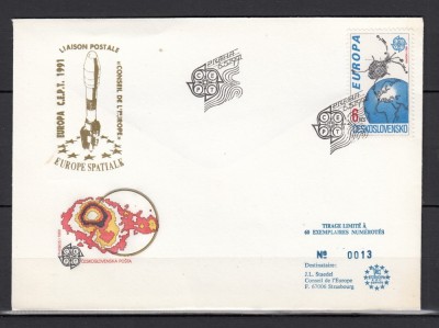 Cehoslovacia 1991 - FDC SPECIAL AUR - EUROPA SPATIALA - Tiraj 60 ex. numerotate foto