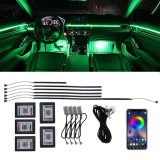 Set lumini auto ambientale, 18 piese, RGB static, Bluetooth, Universal