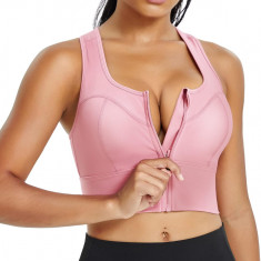 XK Racerback Sport Sutien pentru femei Longline Yoga Sutien Zip Front Crop Top c