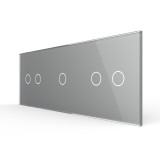 Cumpara ieftin Panou din sticla pentru &icirc;ntrerupator touch Livolo, dublu + simplu + dublu, gri