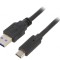 Cablu USB 3.0 A la C Aurit 0,5m Negru