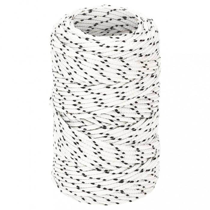 Fr&acirc;nghie &icirc;mpletită pentru barcă, alb, 2 mm x 50 m, poliester