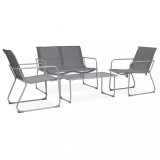 Gossi set mobilier de gradina, 4 piese, gri, otel si textil