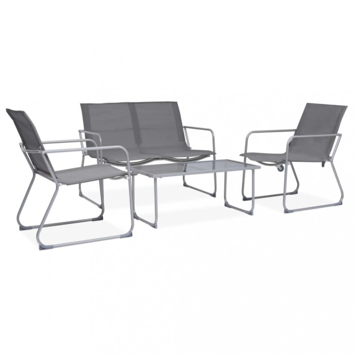 Gossi set mobilier de gradina, 4 piese, gri, otel si textil
