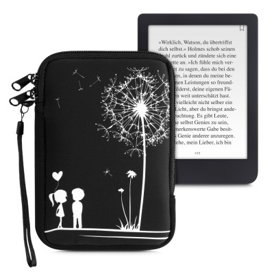 Husa universala pentru eBook Reader de 6 inch, Kwmobile, Negru/Alb, Textil, 50335.06 foto