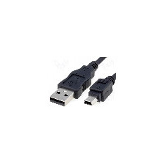 Cablu USB A mufa, USB B mini mufa, USB 2.0, lungime 5m, negru, Goobay - 50769