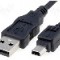 Cablu USB A mufa, USB B mini mufa, USB 2.0, lungime 3m, negru, Goobay - 50768