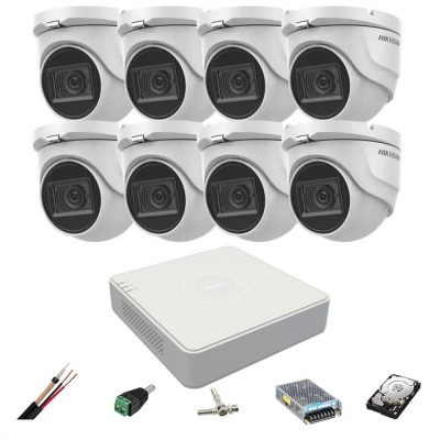 Sistem supraveghere Hikvision 8 camere 8MP, 2.8mm, IR 30m, DVR 8 canale 4K, accesorii, hard disk SafetyGuard Surveillance foto