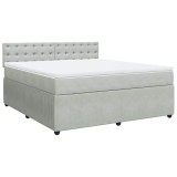 Cumpara ieftin Pat box spring cu saltea, gri deschis, 180x200 cm, catifea