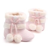 Cizmulite cu blanita si ciucurei - Pink (Marime Disponibila: 3-6 luni (Marimea