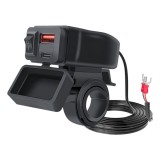 Incarcator USB pentru Motocicleta Techstar&reg; A83PD, Porturi USB-C si USB cu Incarcare Rapida QC3.0, Instalare Dubla, Rezistenta Waterproof