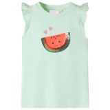 Tricou pentru copii cu m&acirc;neci cu volane, verde deschis, 140