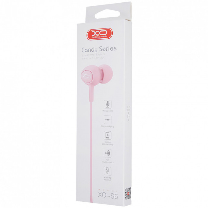 Handsfree Casti In-Ear XO Design S6, Cu microfon, 3.5 mm, Roz