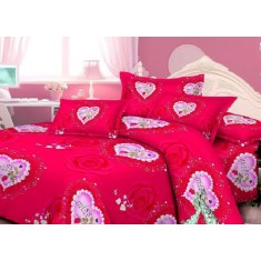 Lenjerie de pat pentru o persoana cu husa de perna dreptunghiulara, Miss, bumbac mercerizat, multicolor