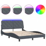 Cumpara ieftin Cadru de pat cu LED fara saltea, gri inchis, 140x200 cm, catifea