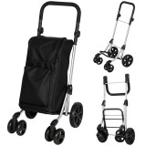 HOMCOM Trolley de cumpărături, geantă de 46 litri, cărucior pliabil cu buzunar frigorific, m&acirc;ner reglabil, cadru din aluminiu, Negru | Aosom Romania