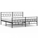 Cumpara ieftin Cadru pat metalic cu tablii de cap/picioare, negru, 200x200 cm