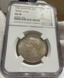 250 Lei 1941 Argint, TPT, Romania, NGC AU58