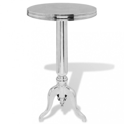 vidaXL Masă laterală rotundă din aluminiu, argintiu 243513 foto