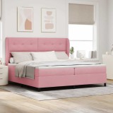 Cumpara ieftin Pat cu arcuri cu headboard Manual Roz 200 x 200 cm Catifea