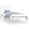 Cadru de pat mic single, alb, 75x190 cm, lemn masiv de pin