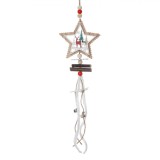 Ornament Suspendabil Crăciun, Lemn, Stea, Maro/Alb, 9x37cm, Oem