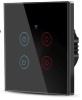 Intrerupator inteligent cu touch Tuya, Life Smart, Wi-Fi, RF433, cu sau fara nul, 4 canale, 10A, Sticla securizata,t, Negru @SmartWiz smw42, Altele