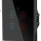 Intrerupator inteligent cu touch Tuya, Life Smart, Wi-Fi, RF433, cu sau fara nul, 4 canale, 10A, Sticla securizata,t, Negru @SmartWiz smw42