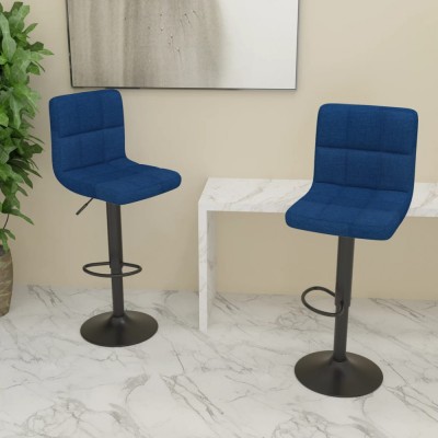 vidaXL Scaune de bar, 2 buc., albastru, material textil foto