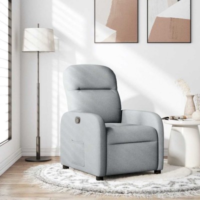 Fotoliu rabatabil, gri deschis, material textil foto